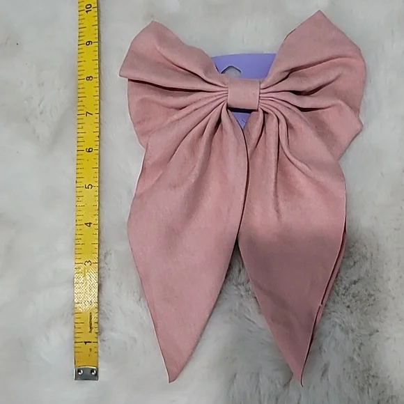 🩷🎀 Blush Pink Suede Hair Bow Clip - Picture 4 of 4